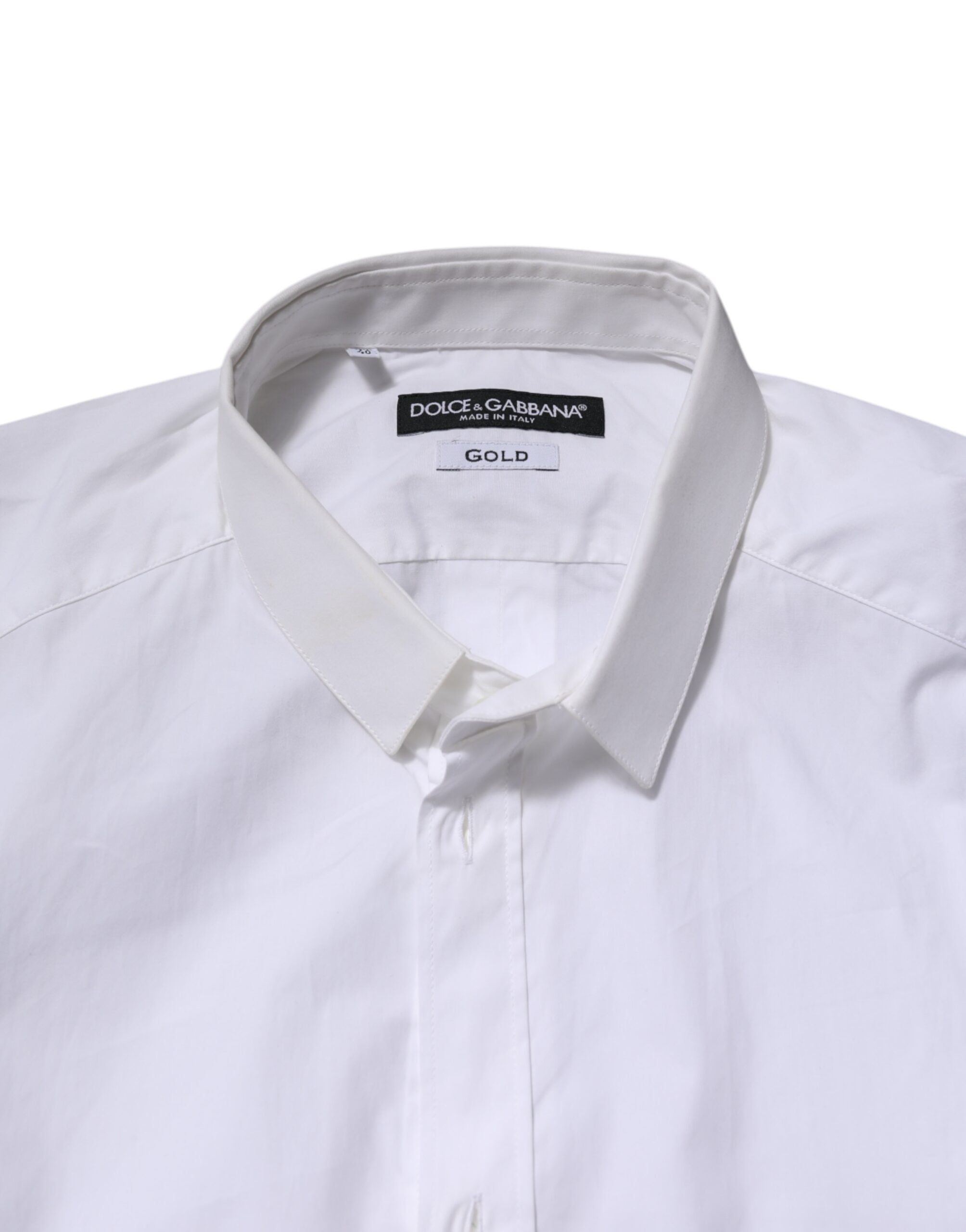 Dolce & Gabbana White GOLD Cotton Long Sleeves Men Formal Shirt